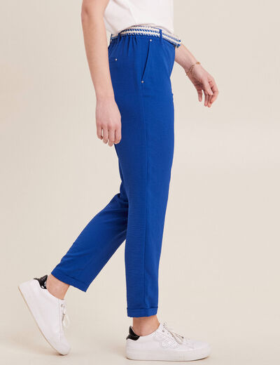 Pantalon chino à ceinture bleu electrique femme