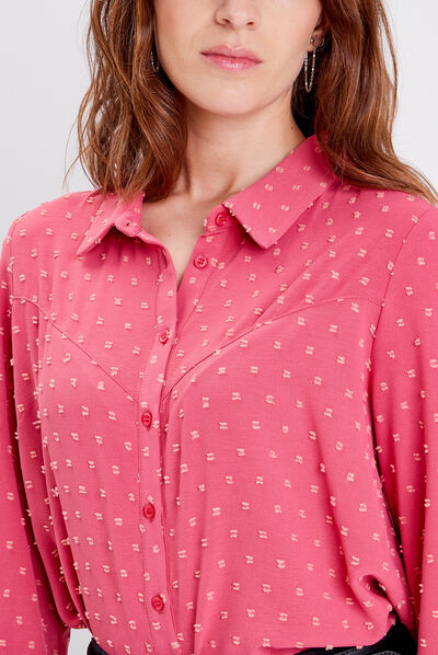 Chemise manches 3/4 rose framboise femme