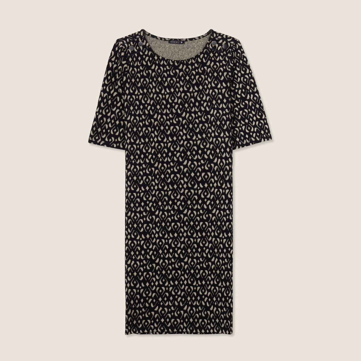 Robe droite manches courtes noir femme