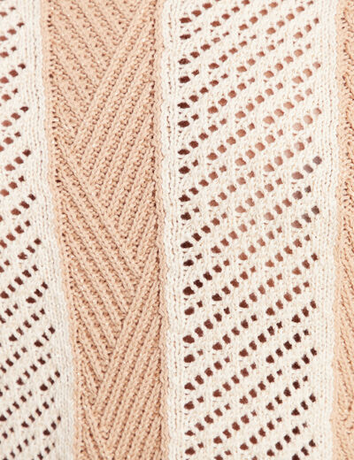 Pull col rond manches longues marron femme