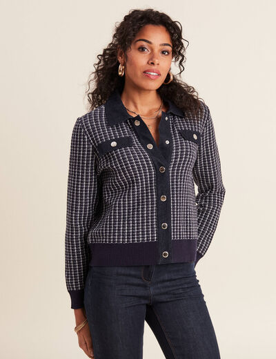 Gilet manches longues bleu marine femme