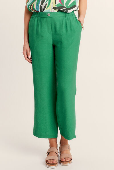 Pantalon large fluide vert menthe femme