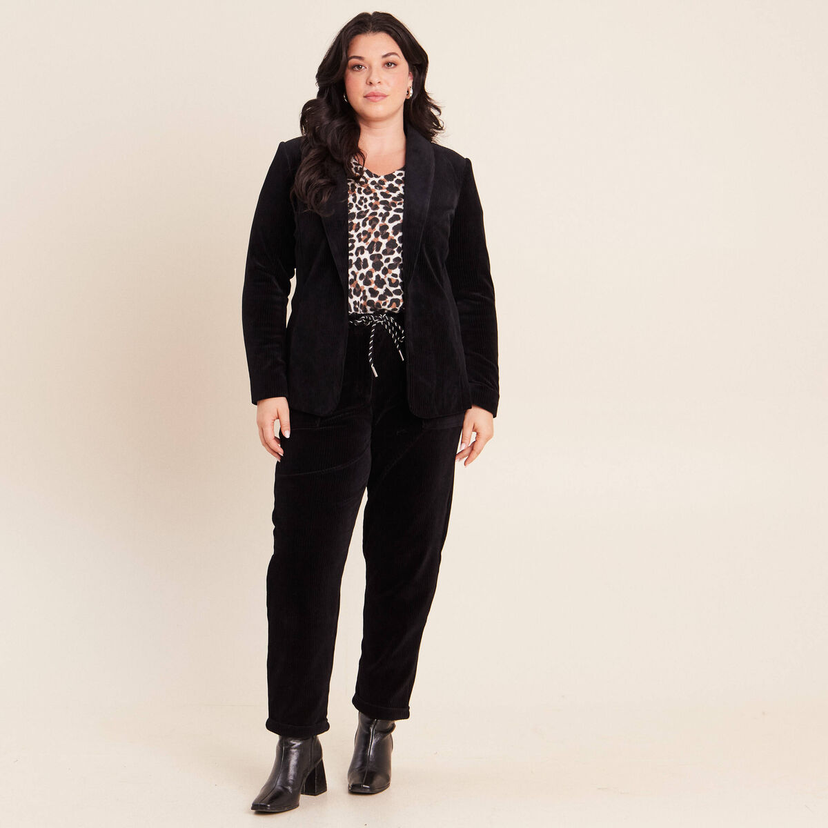 Veste tailleur velours noir femme