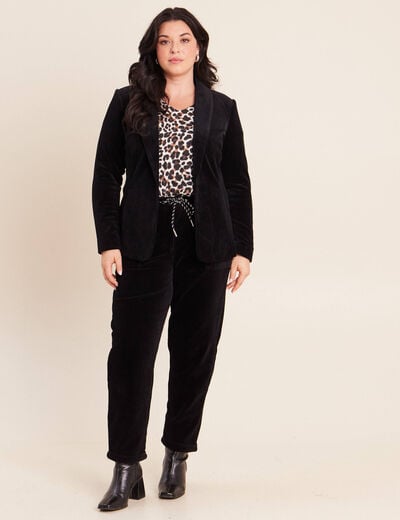 Veste tailleur velours noir femme