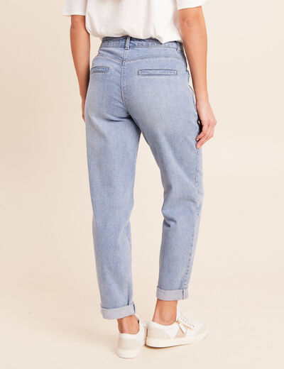 Jean coupe mom 7/8&egrave;me denim double stone femme