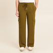 Pantalon cargo lien à nouer vert olive femme