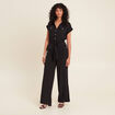 Combinaison pantalon ceintur&eacute;e noir femme