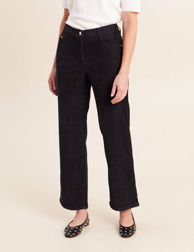 Jean taille haute en velours denim brut femme