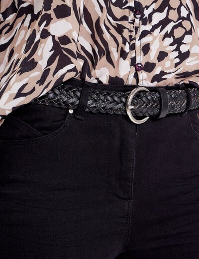 Ceinture tressée à paillettes noir femme