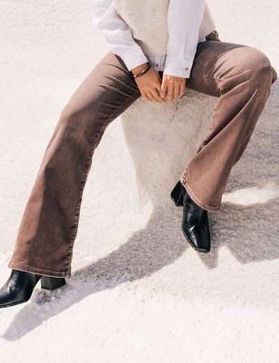 Jean magique L'Unique coupe bootcut marron clair femme