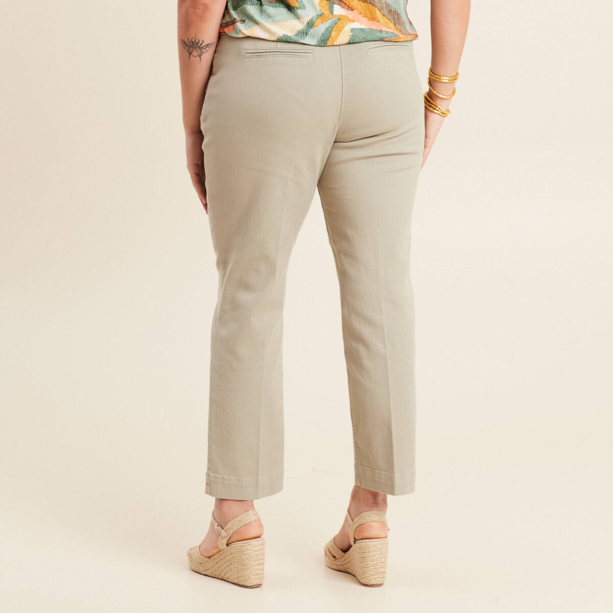 Jean droit 7/8ème vert clair femme