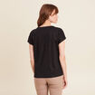 Top col V manches courtes noir femme