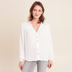 Blouse satin&eacute;e manches longues ecru femme