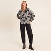 Blouse col v manches longues bleu femme