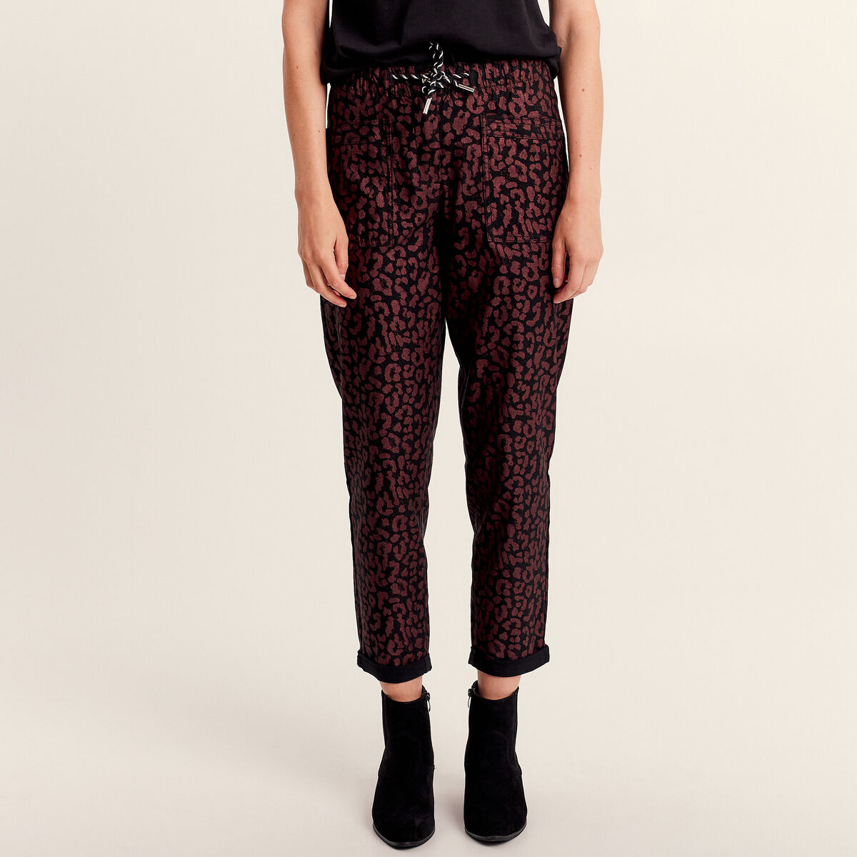 Pantalon décontracté prune femme