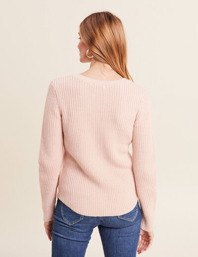 Pull manches longues vieux rose femme