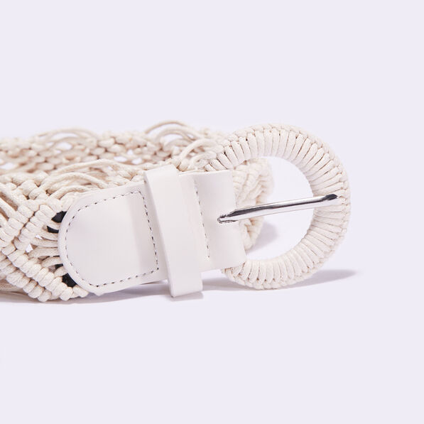 Ceinture en macramé ecru femme