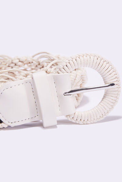 Ceinture en macramé ecru femme
