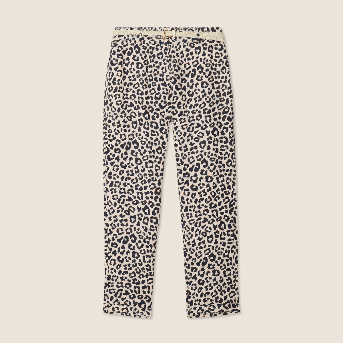 Pantalon coupe chino en lin sable femme