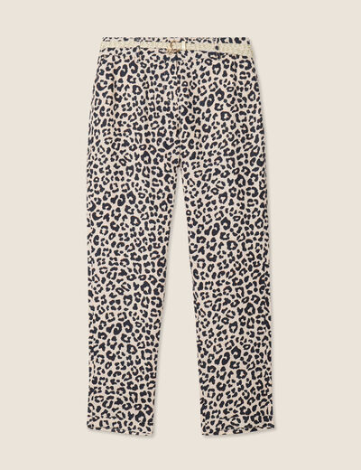 Pantalon coupe chino en lin sable femme