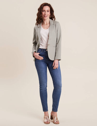 Veste esprit tailleur cintrée vert clair femme