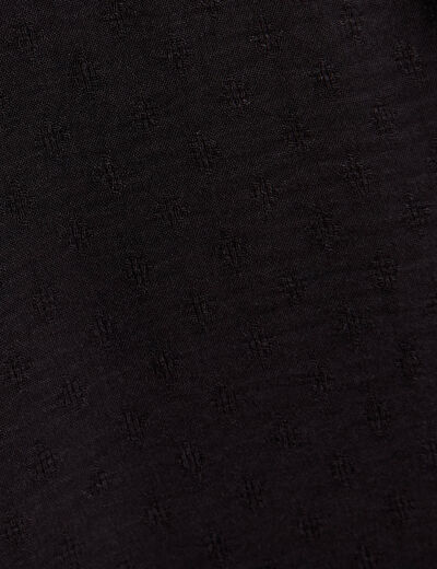 Robe évasée taille smockée noir femme