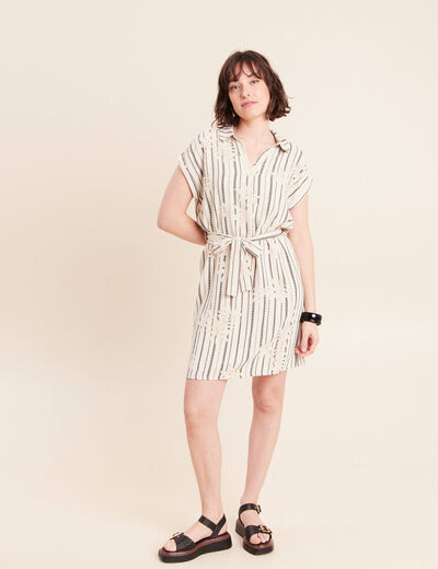 Robe droite courte manches tr&egrave;s courtes noir femme