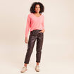 Pull en cachemire col v rose vif femme