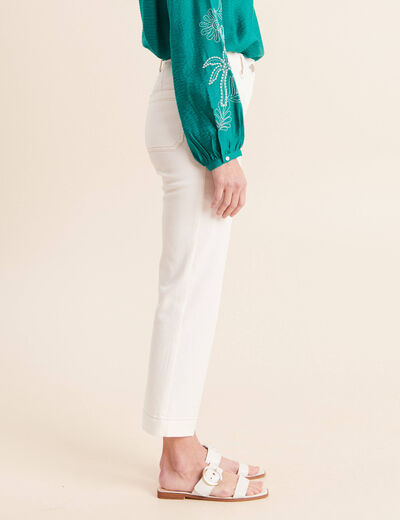Jean coupe droite 7/8&egrave;me ecru femme