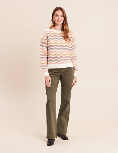 Pull col bateau manches longues vert femme