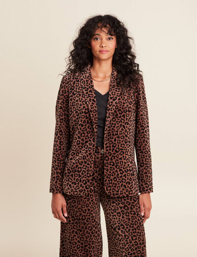 Veste tailleur velours marron femme