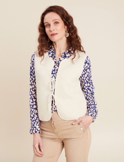 Gilet sans manches matelassé ecru femme