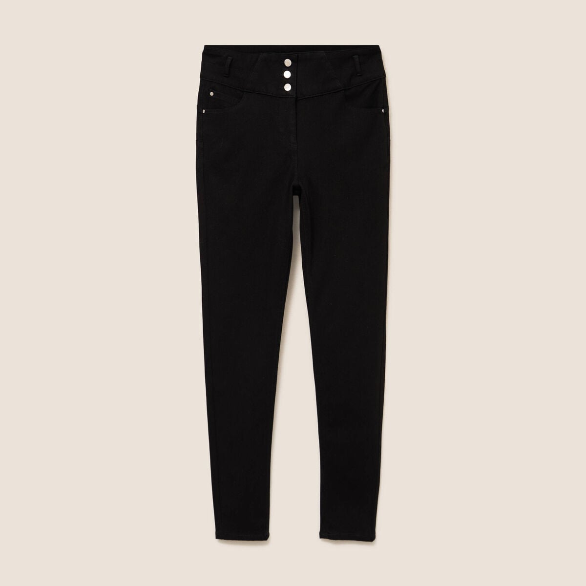 Jean ajust&eacute; taille haute stretch noir femme