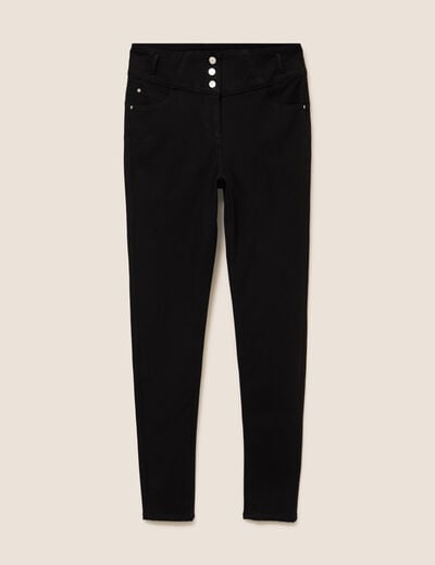 Jean ajust&eacute; taille haute stretch noir femme