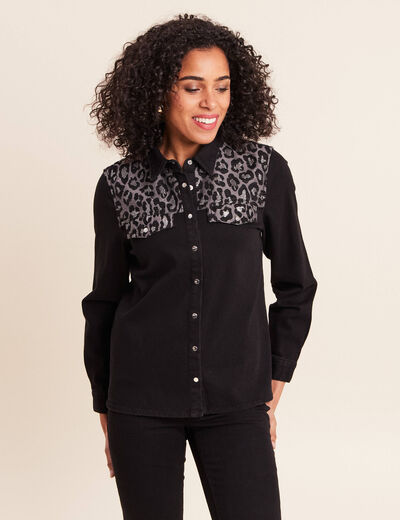 Chemise en jean manches longues noir femme