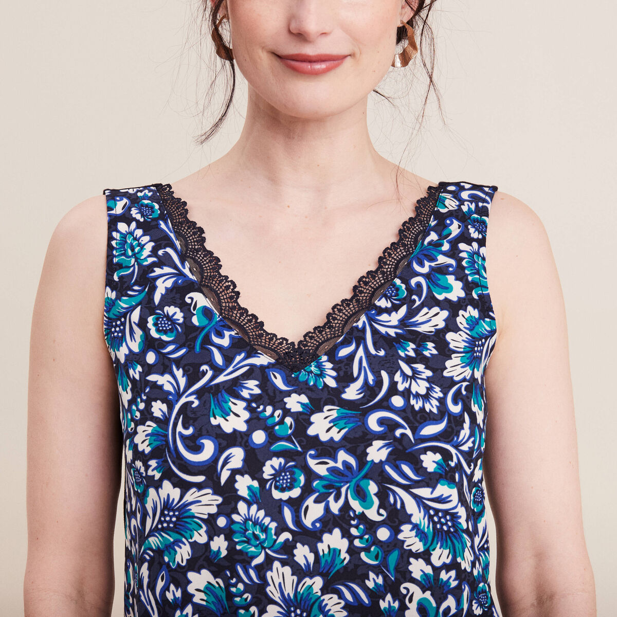 D&eacute;bardeur bretelles larges bleu femme