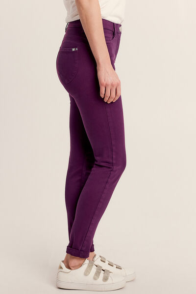 Jean magique ajusté taille standard violet foncé femme