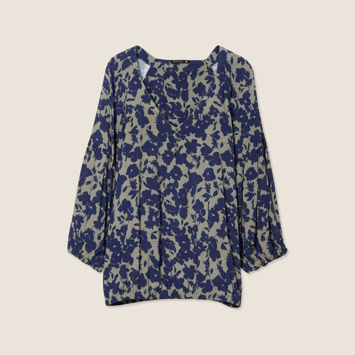 Blouse manches 3/4 vert kaki femme