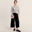 Pantalon large ceinturé noir femme