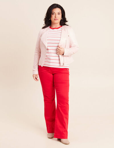 Veste droite zipp&eacute;e vieux rose femme