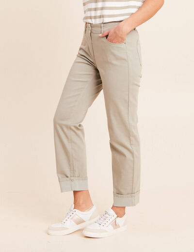 Pantalon coupe mom 7/8&egrave;me vert clair femme