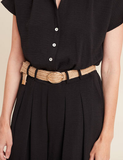 Combinaison large avec ceinture amovible noir femme
