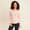 Pull col tunisien manches longues vieux rose femme