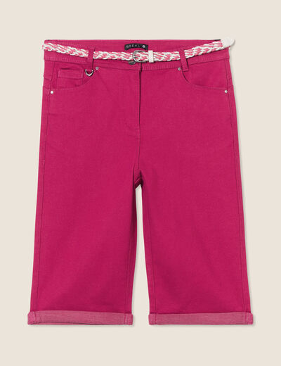 Bermuda ajusté ceinturé rose fushia femme