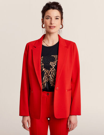 Veste city droite 1 bouton rouge femme