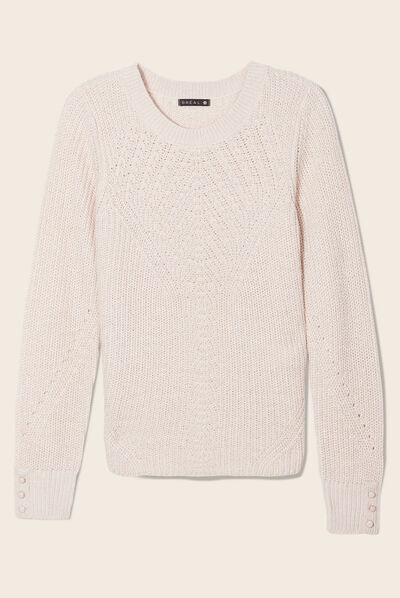 Pull manches longues creme femme