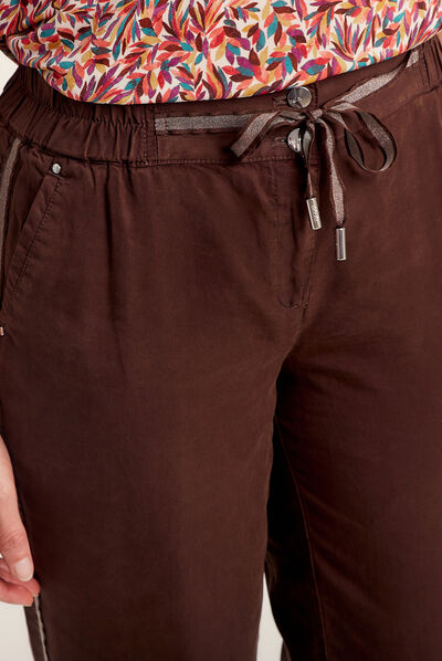 Pantalon flou taille basculée marron foncé femme