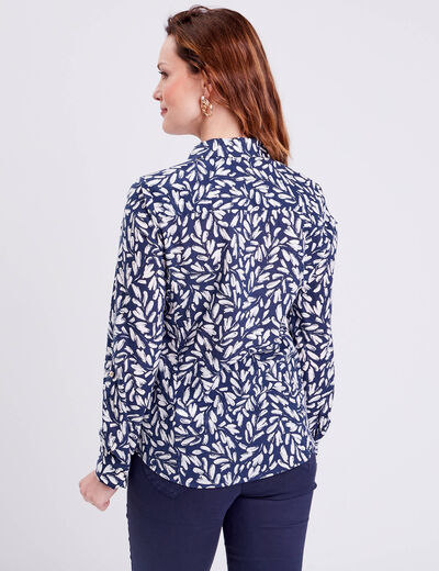 Chemise manches longues bleu foncé femme