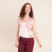 T-shirt col v manches courtes ecru femme