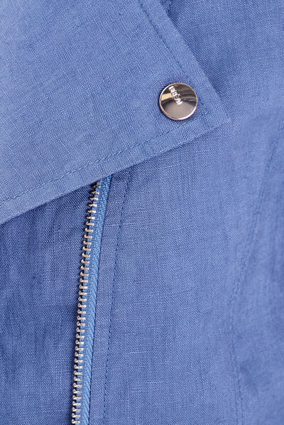 Veste droite zippée bleu femme
